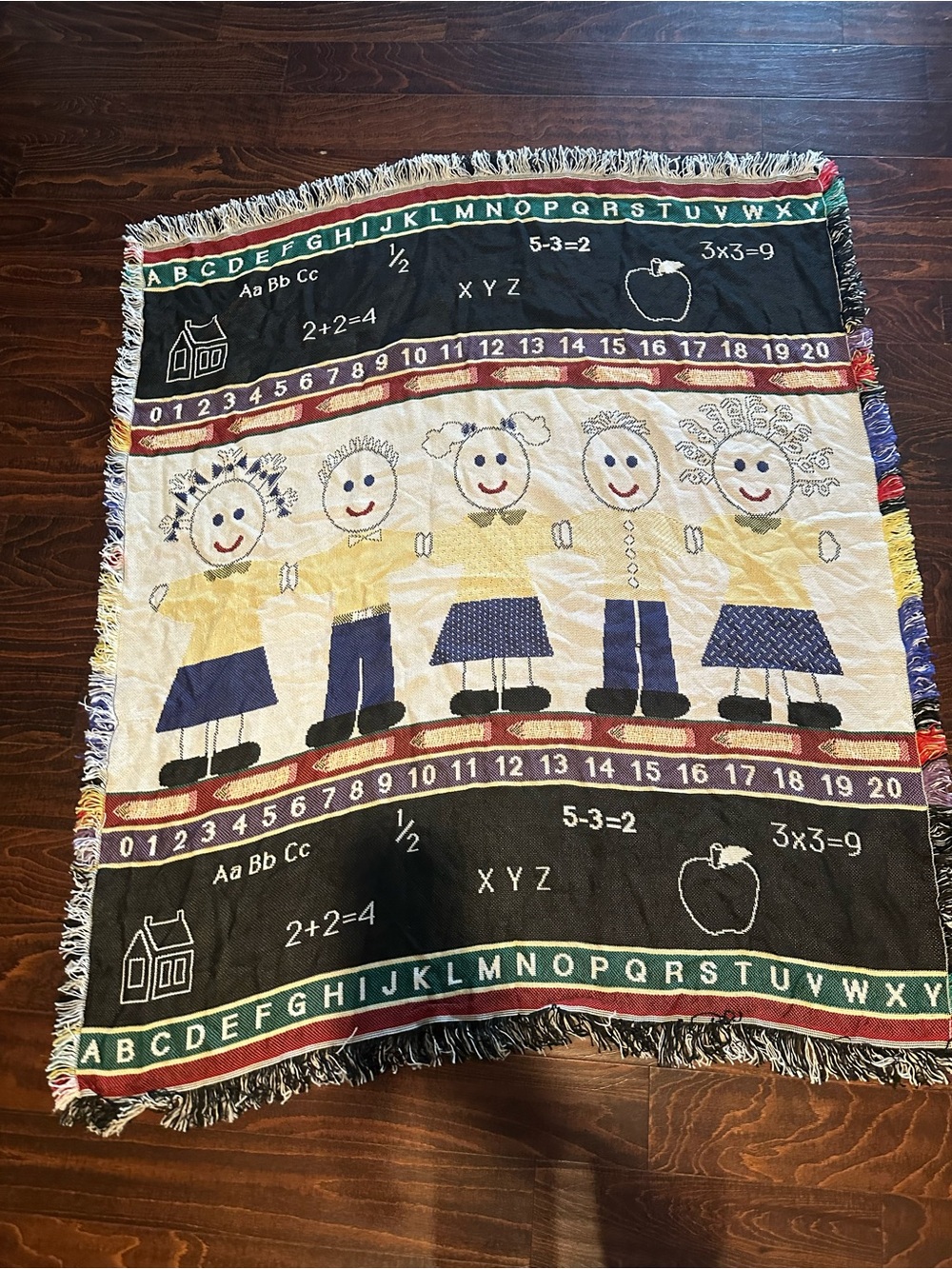 Vintage Back To School Double Woven Jacquard Throw Blanket tapestry